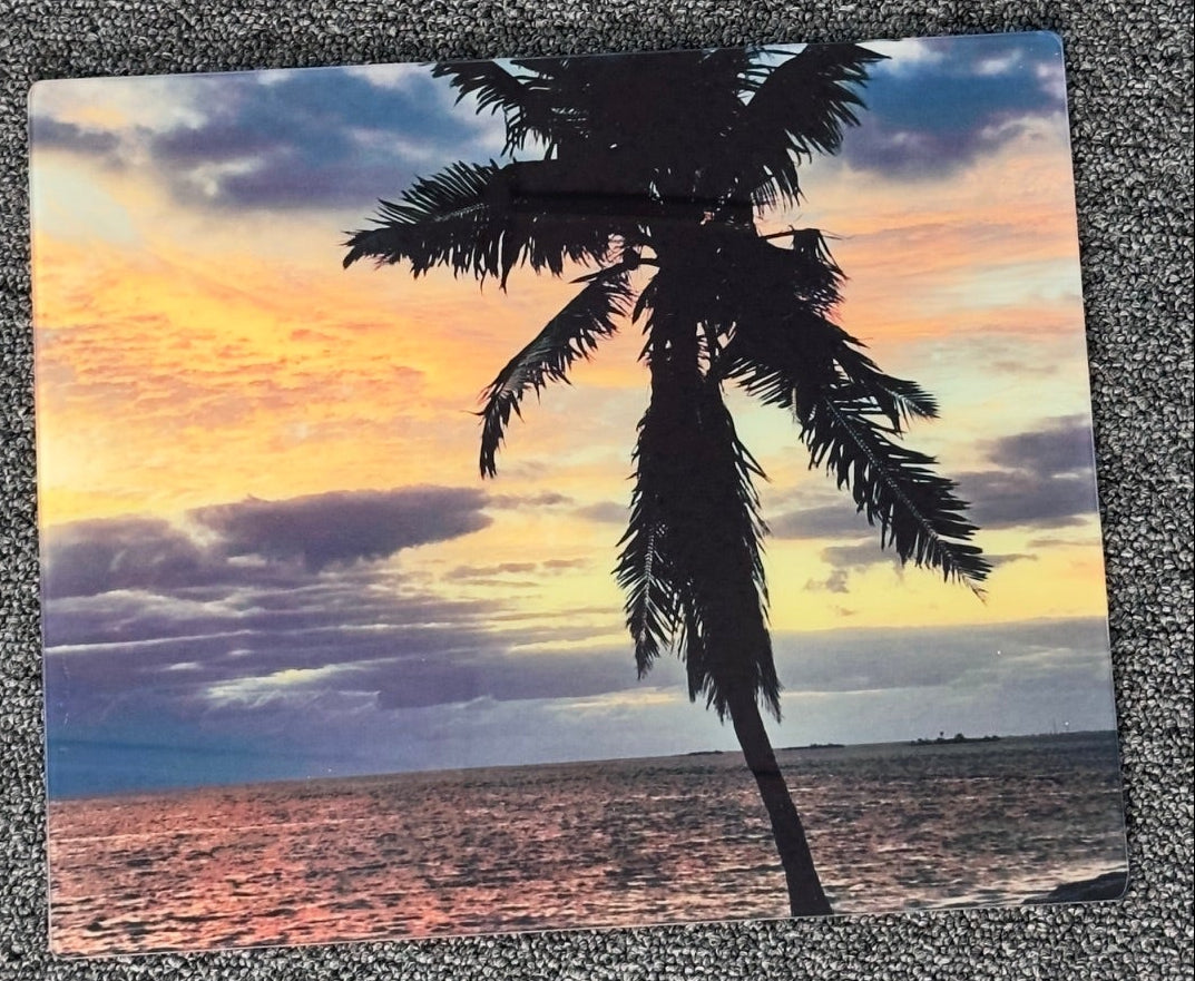 10" x 12" Palm Trees in the Keys Glass Picture.