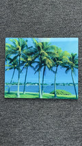 10" x 12" Palm Trees on the ocean Glass Picture.