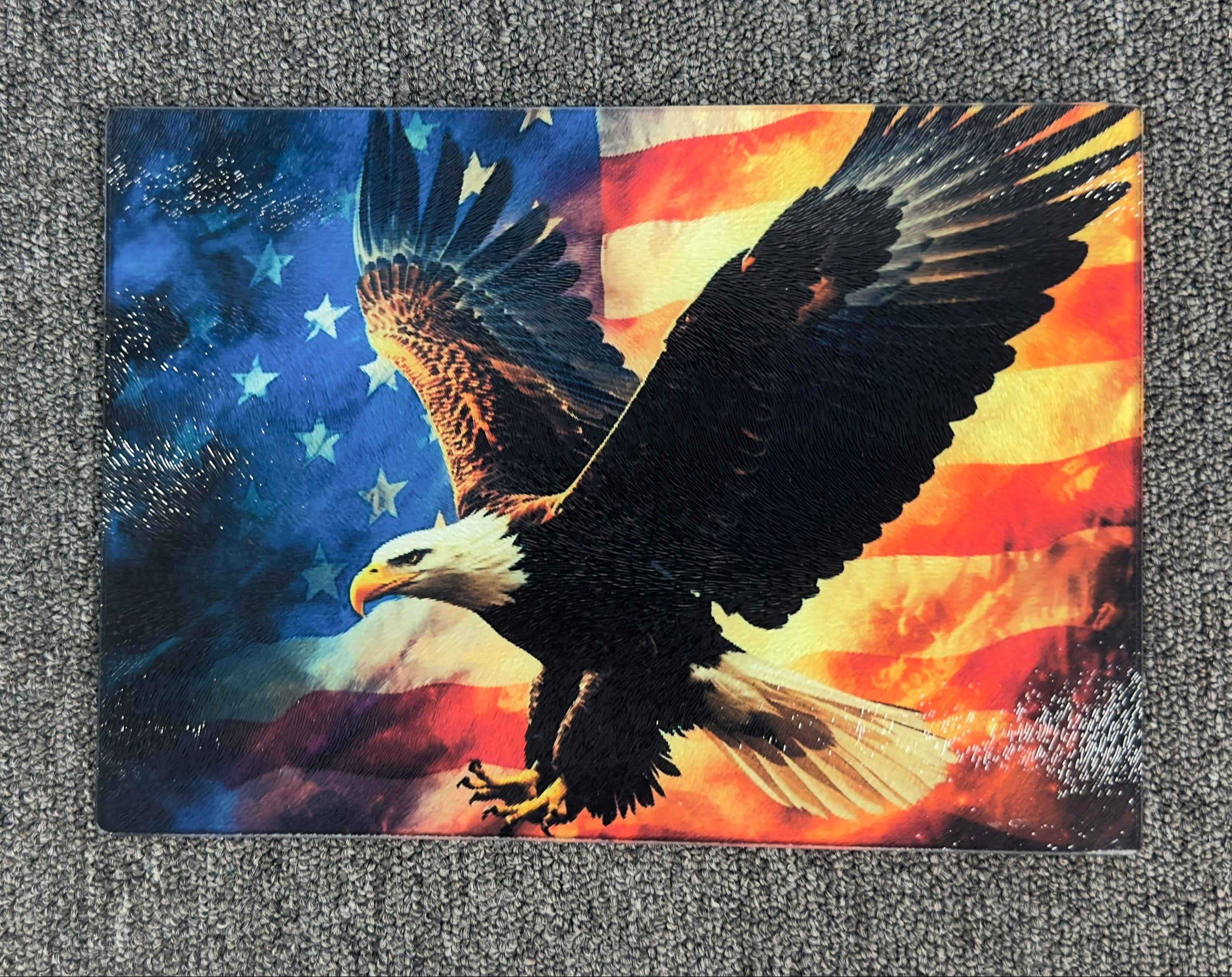 8"x11" American Bald Eagle Tempered Glass Cutting Board.