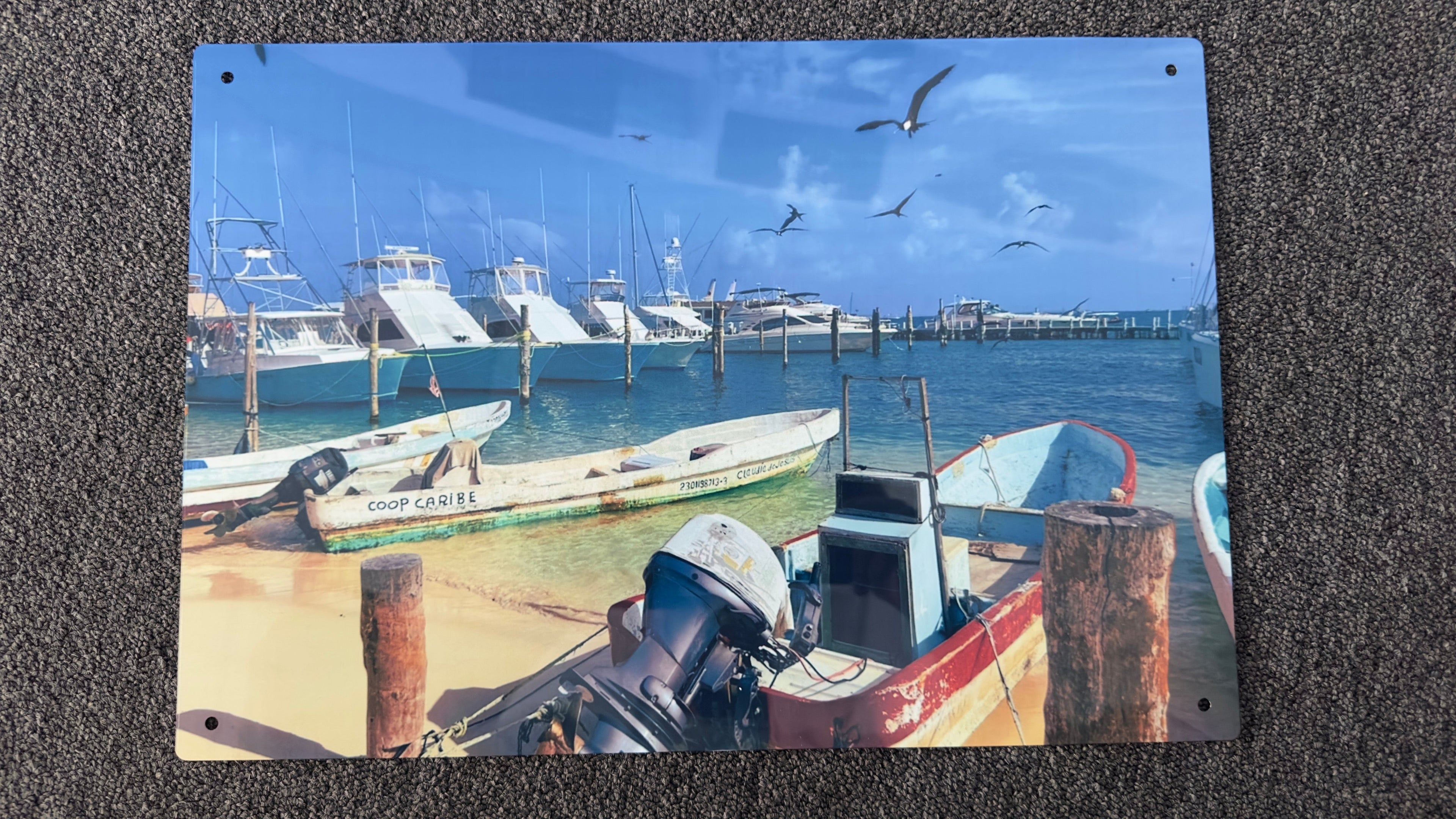 Boats in Paradise 12x18 Metal Picture