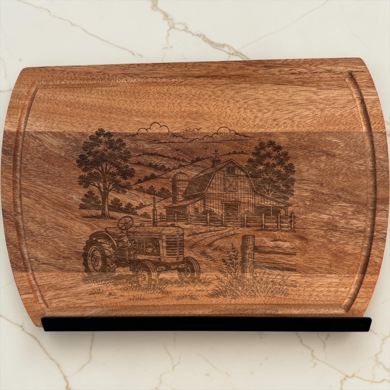 8"x10" farm scene cutting board.