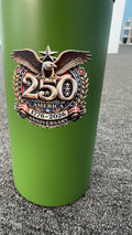 250th anniversary featuring the American Eagle 4 in 1 metal koozie.