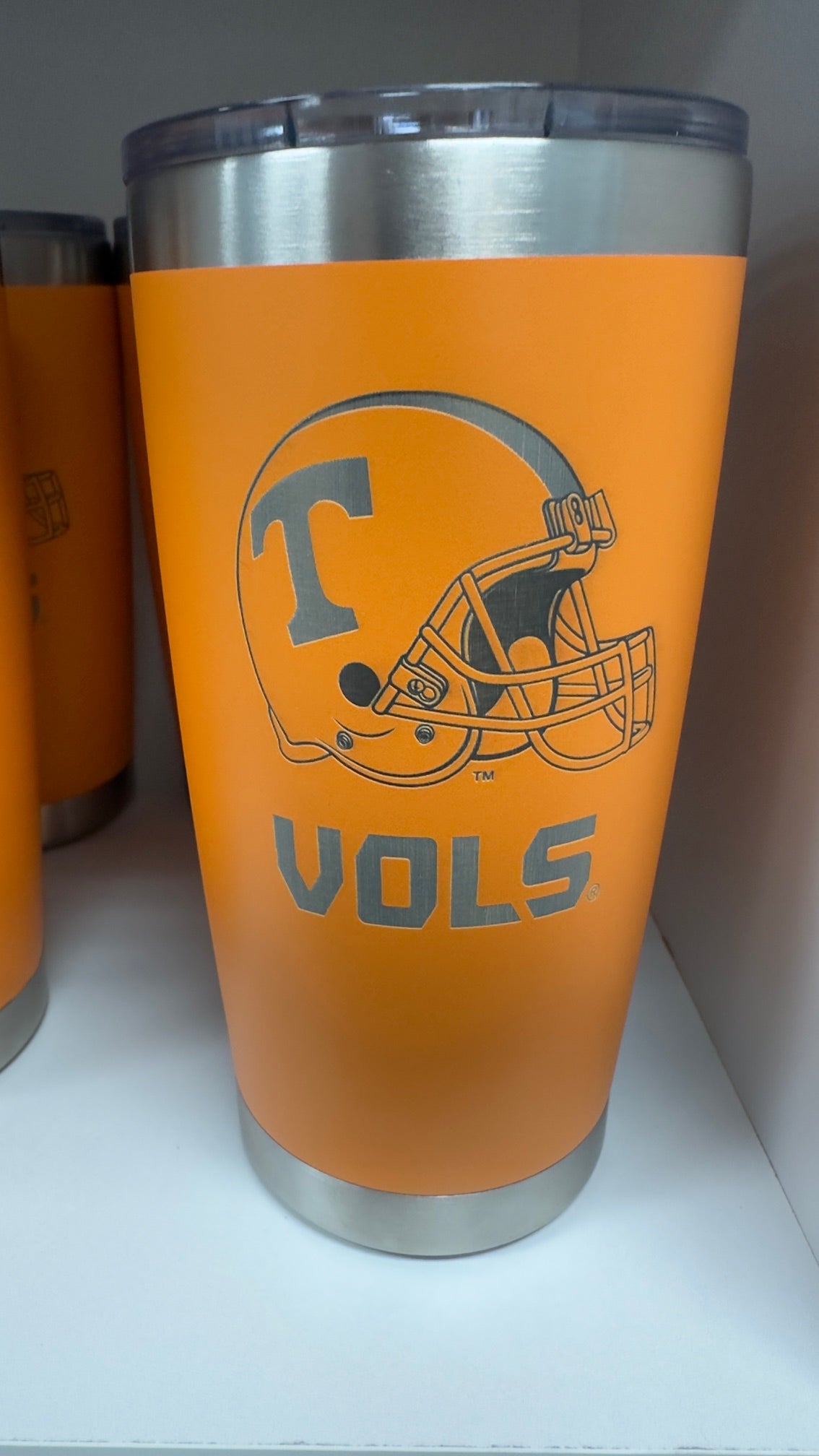 Officially Licensed Engraved 20-ounce UT Vols Helmet tumbler.